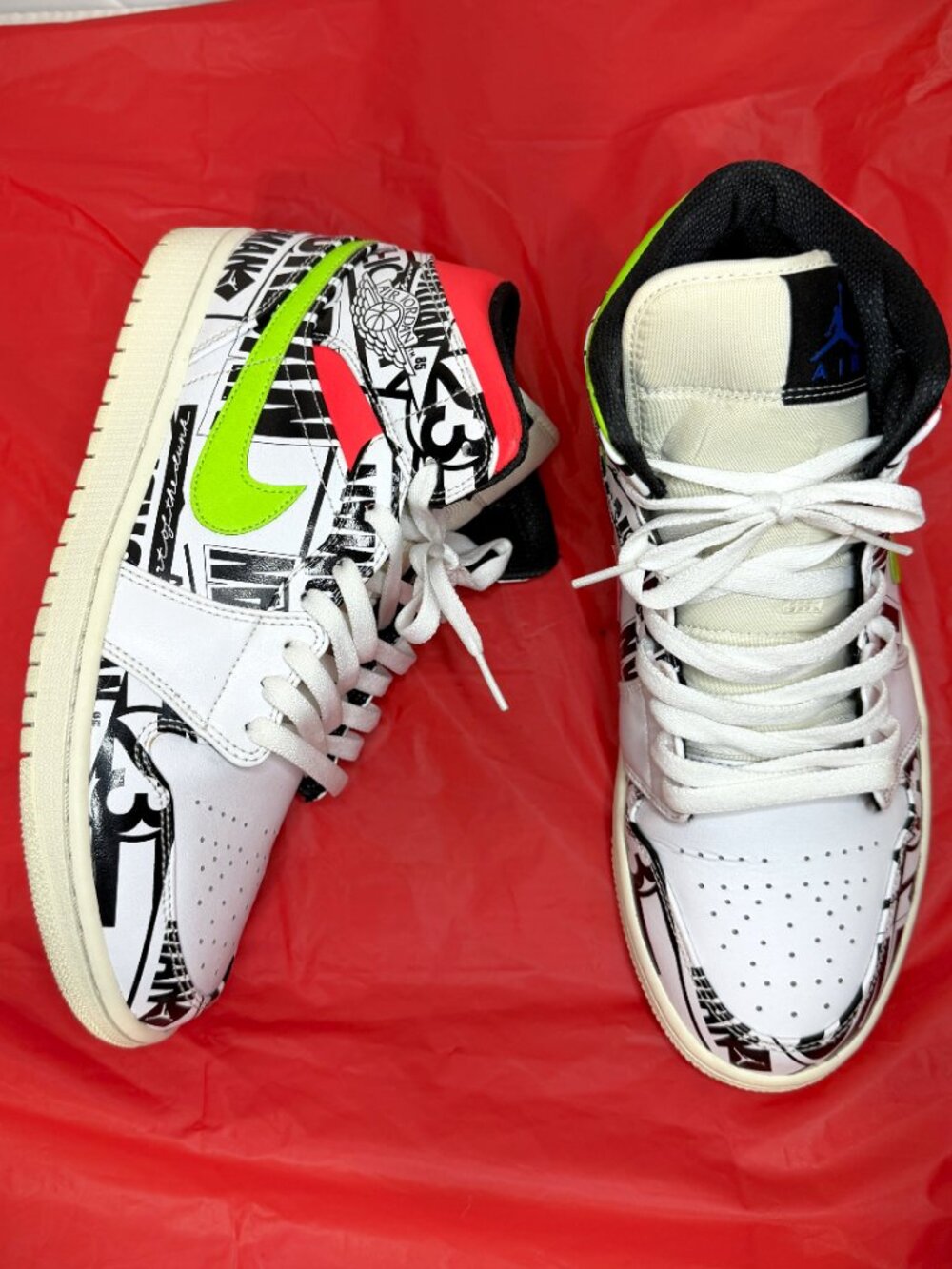 Nike Air Jordan 1 Mid 2019 Vintage All-Over Logos 554724-119 Men's Size 10  Rare